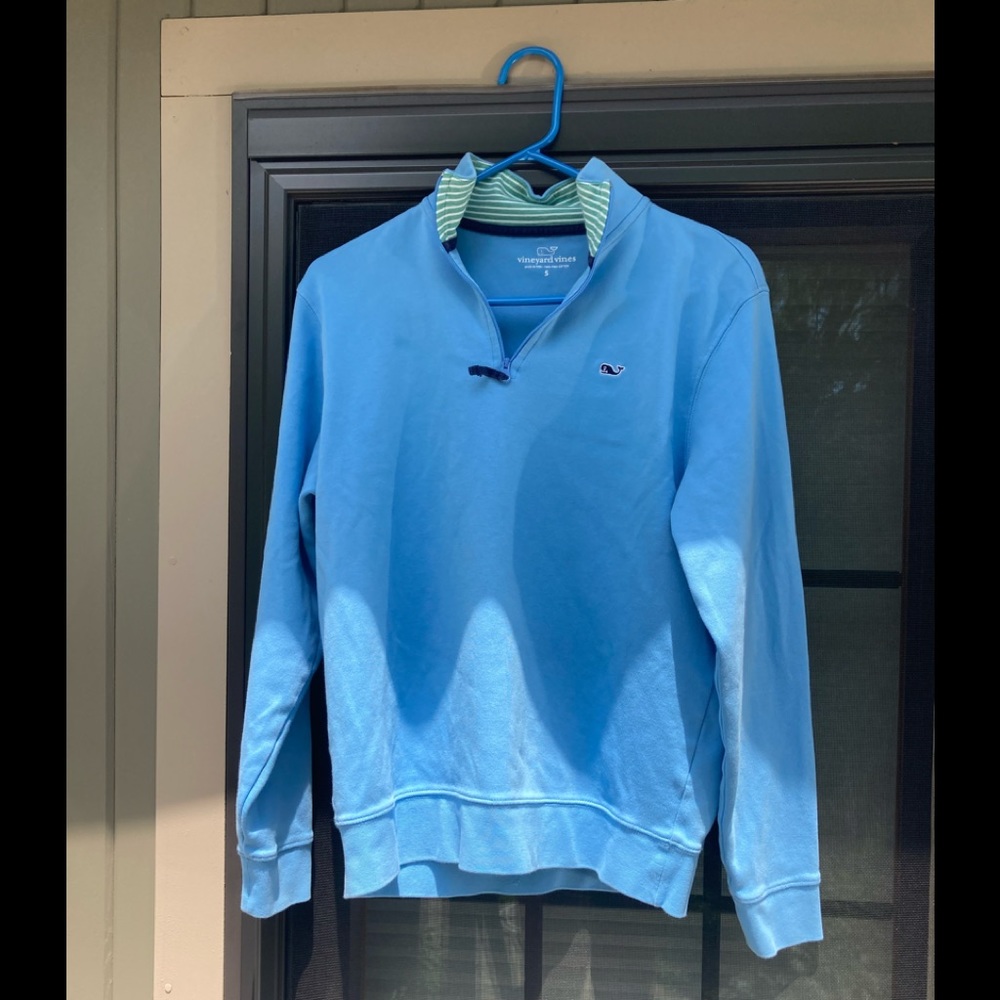 Vineyard Vines Mens 1/4 Zip Sweatshirt Size Small Light Blue